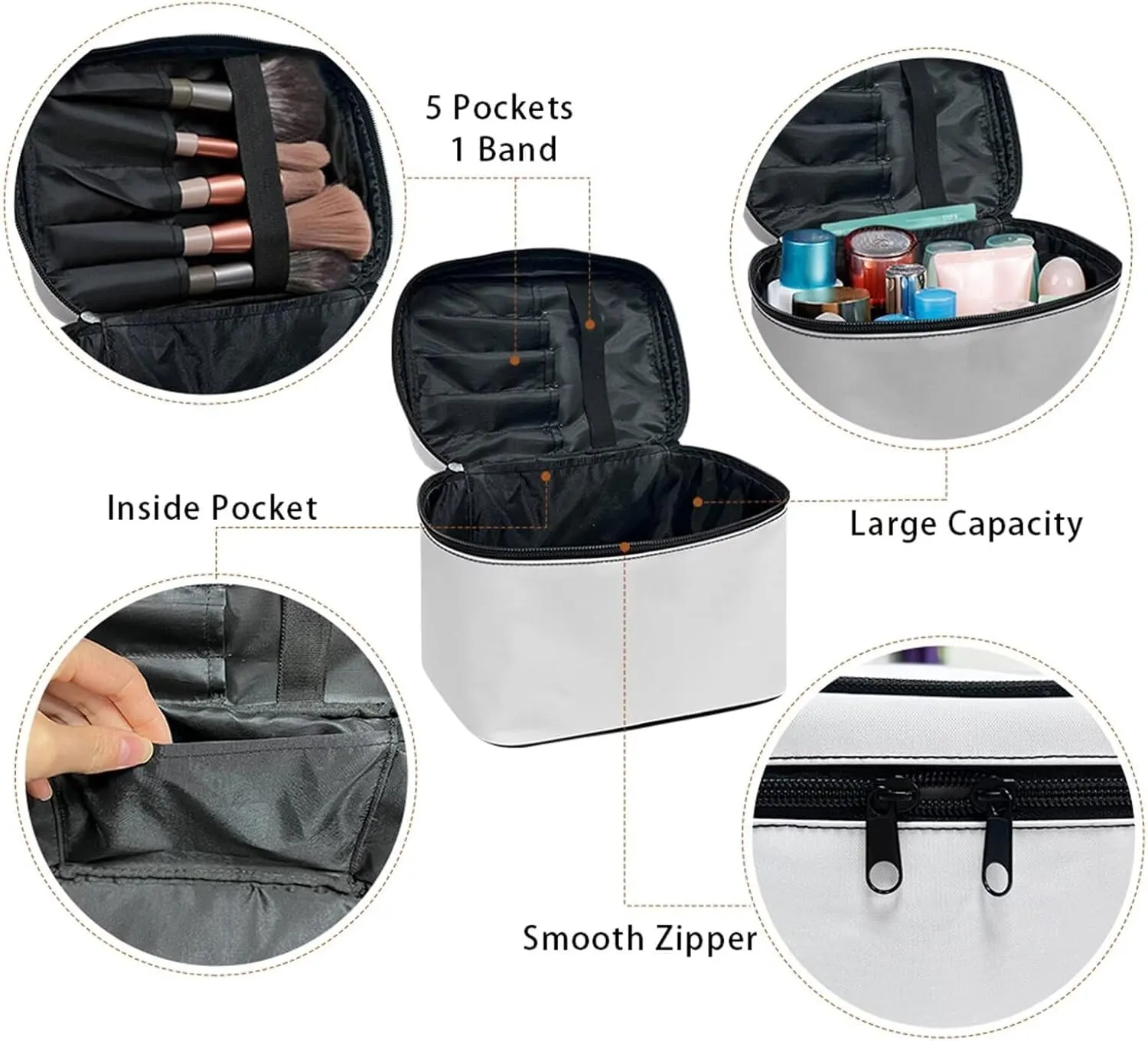 Cosmetic Bags with Zipper Outdoors Red Makeup Storage Pouch Avocado Candy Christmas Theme Design Makeup Wash Bag for Women
