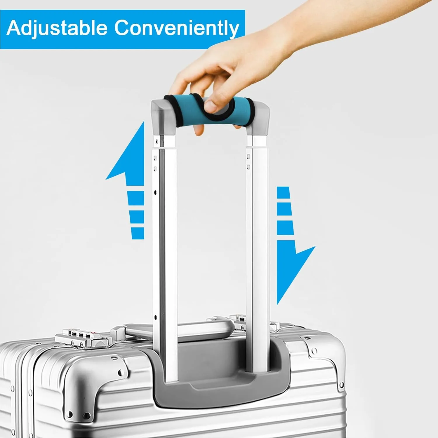 Cosmos 5 Pcs Neoprene Luggage Handle Wrap Soft Grip Handle Cover Luggage Identifier with Hollow Design for Push-Button Handle Trolley Handle and Travel Suitcase Trolley Case
