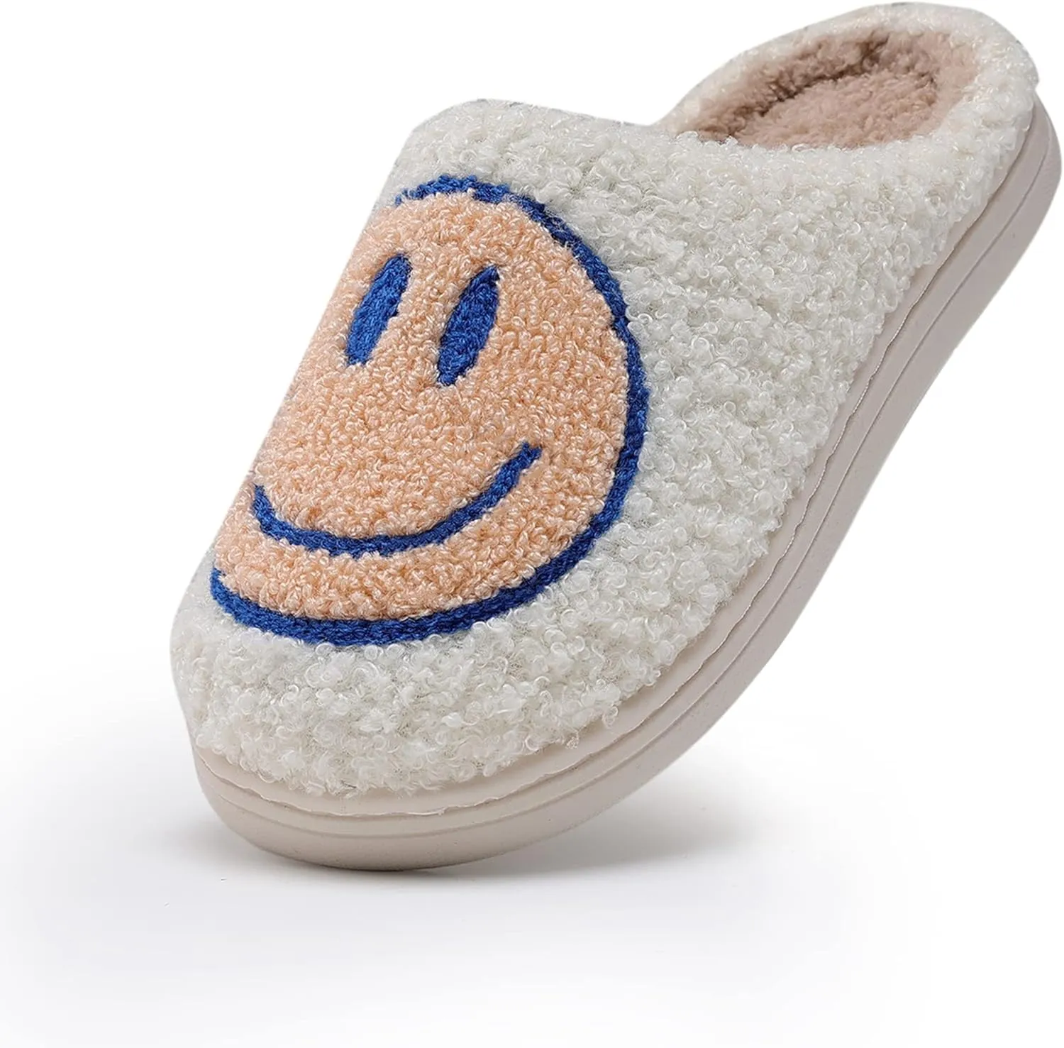 COVS Cute Kids Smile Face Slippers for Girls Boys Soft Plush Non-Slip Toddler House Slippers Little kids smile slippers Indoor Outdoor