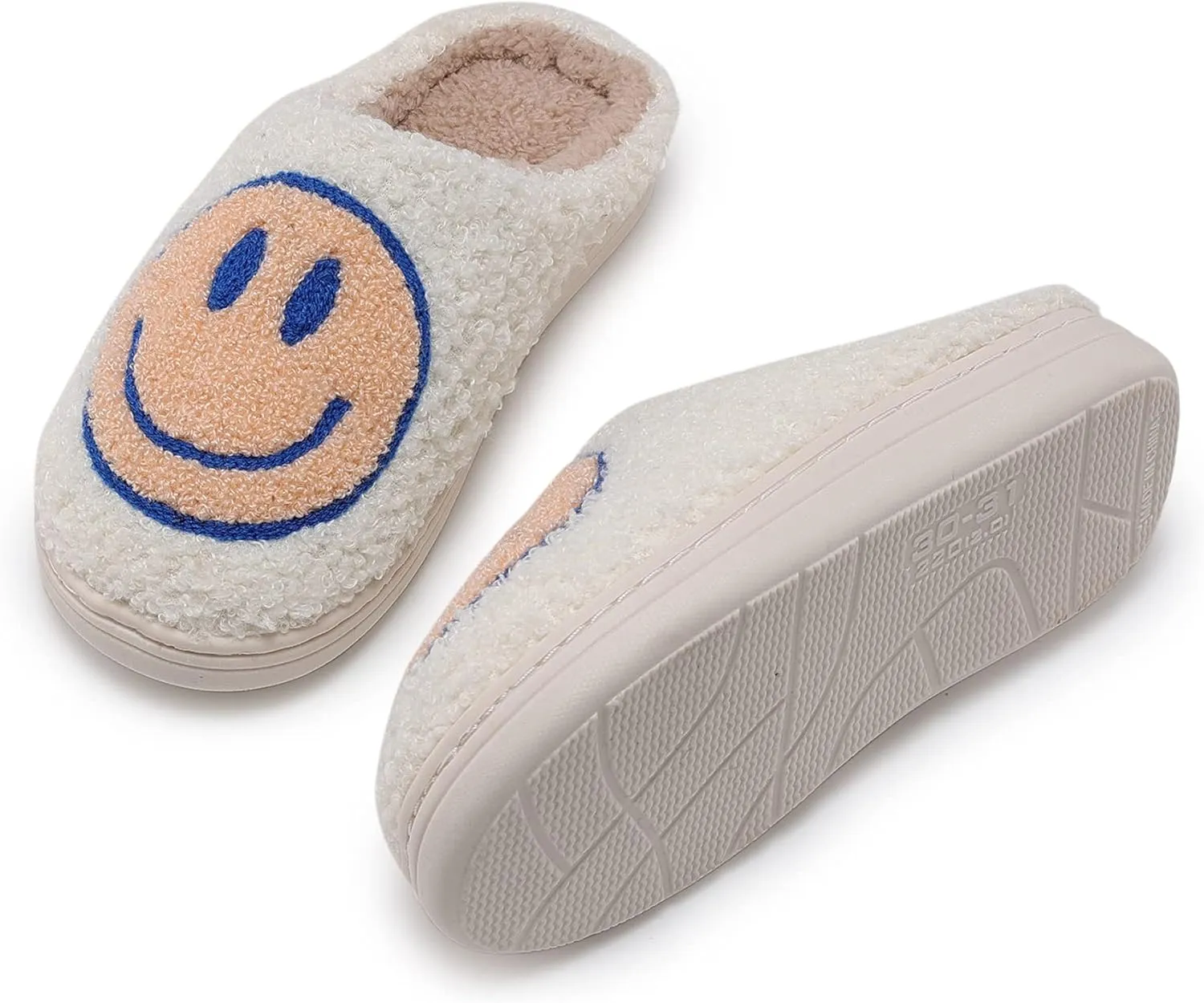 COVS Cute Kids Smile Face Slippers for Girls Boys Soft Plush Non-Slip Toddler House Slippers Little kids smile slippers Indoor Outdoor