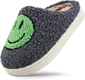COVS Cute Kids Smile Face Slippers for Girls Boys Soft Plush Non-Slip Toddler House Slippers Little kids smile slippers Indoor Outdoor