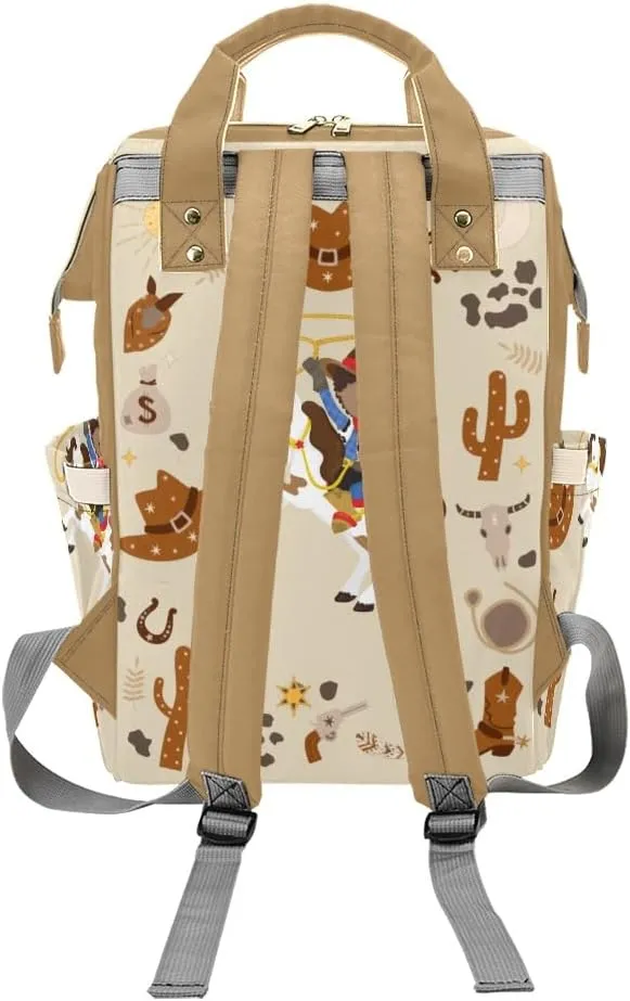 Cowboy Horse Personalized Diaper Bag Backpack Multi-Function Custom with Name Large Travel Nappy Mommy Bag Backpack