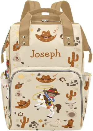 Cowboy Horse Personalized Diaper Bag Backpack Multi-Function Custom with Name Large Travel Nappy Mommy Bag Backpack