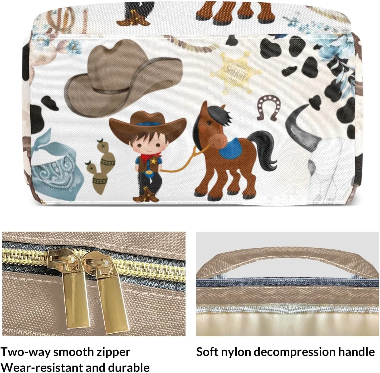 Cowboy Horse Wild Western Personalized Large Capacity Diaper Bags,Custom Name Backpack Casual Daypack Bag Nappy Bag Gifts