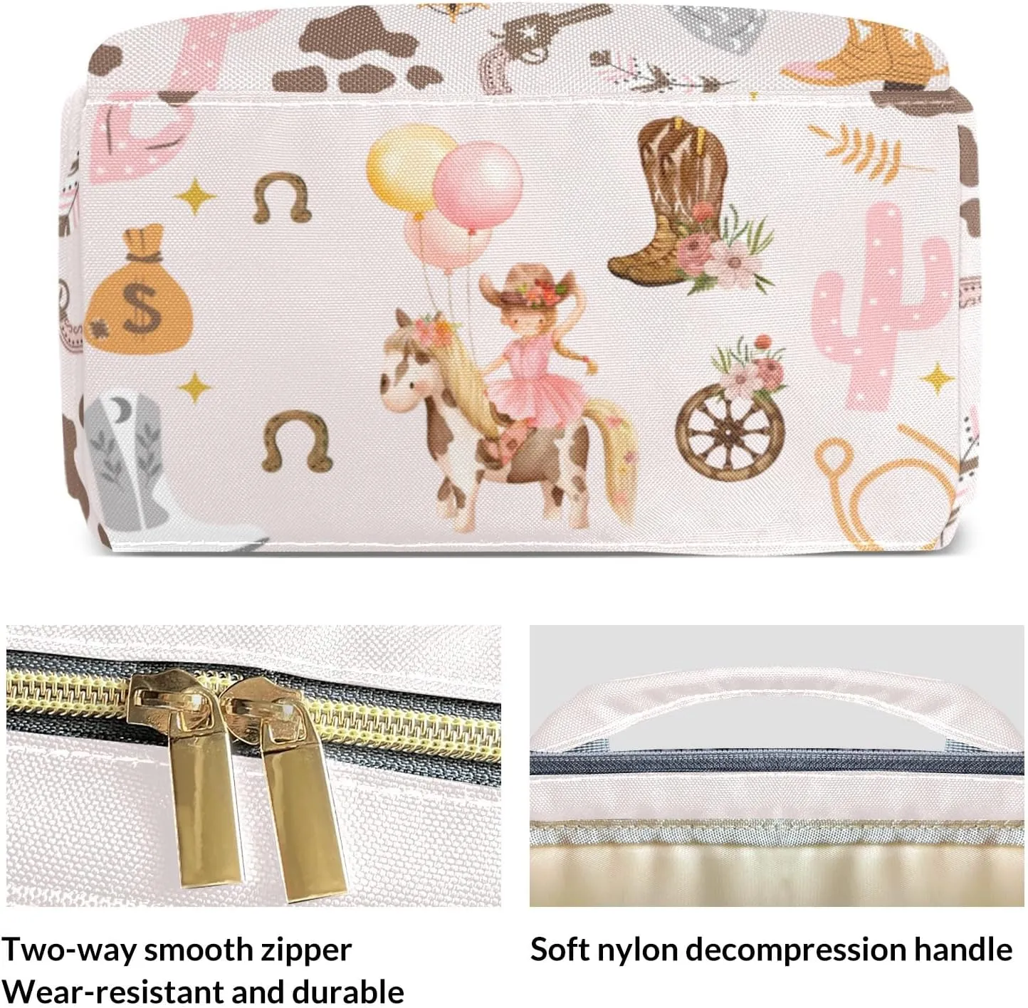 Cowgirl Hat Balloon Horse Personalized Large Capacity Diaper Bags,Custom Name Backpack Casual Daypack Bag Nappy Bag Gifts