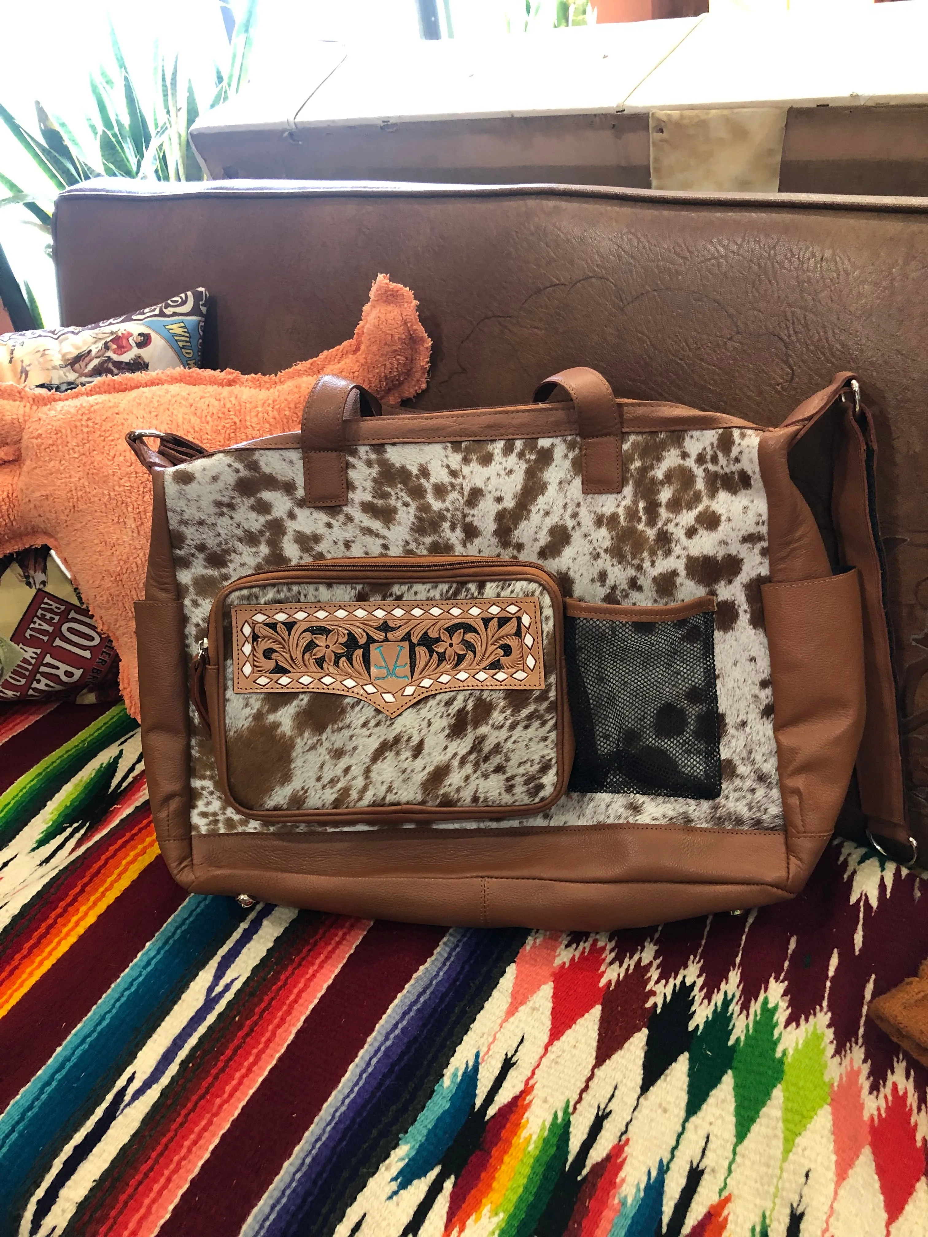 Cowhide Diaper Bag
