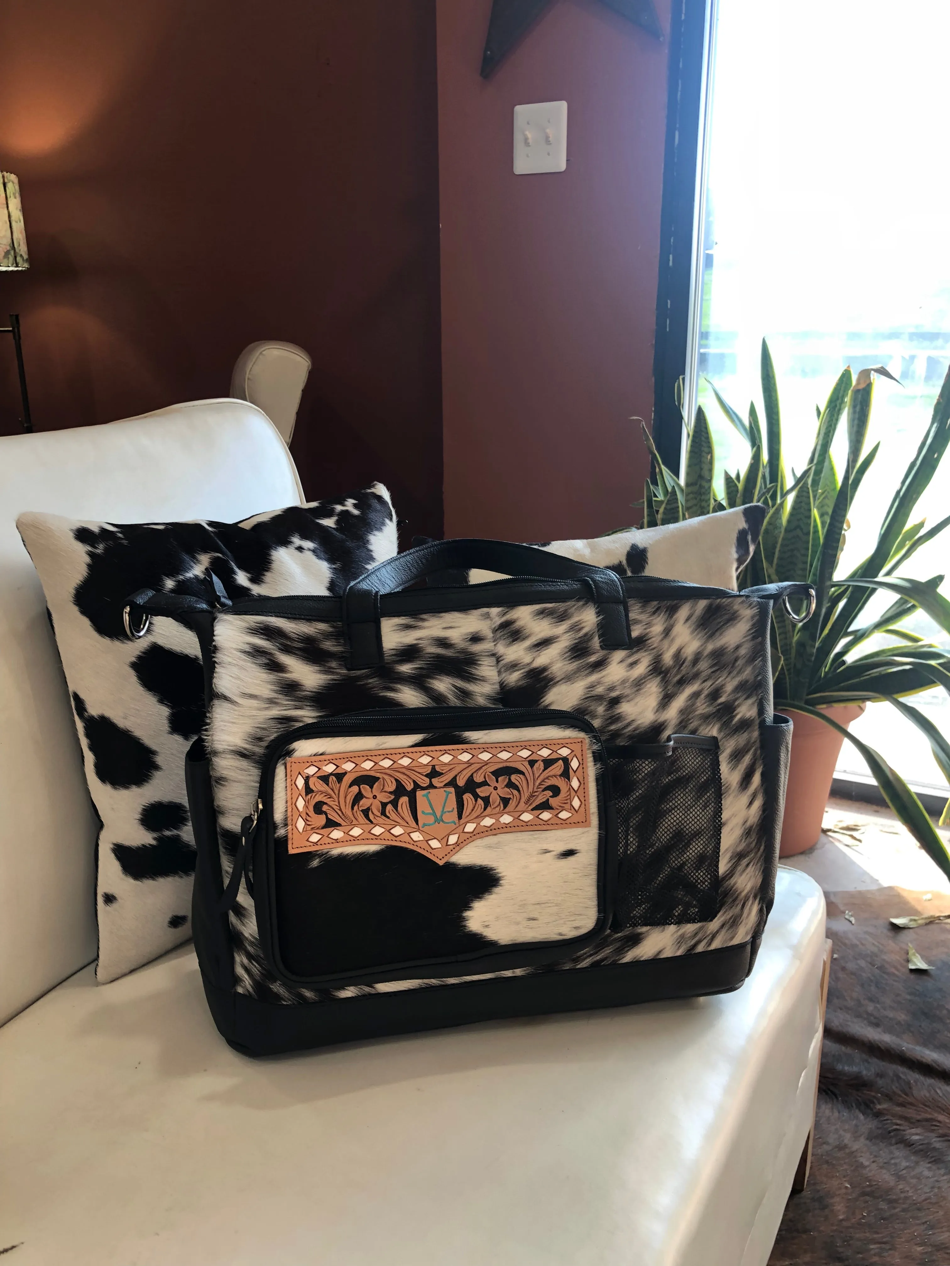 Cowhide Diaper Bag