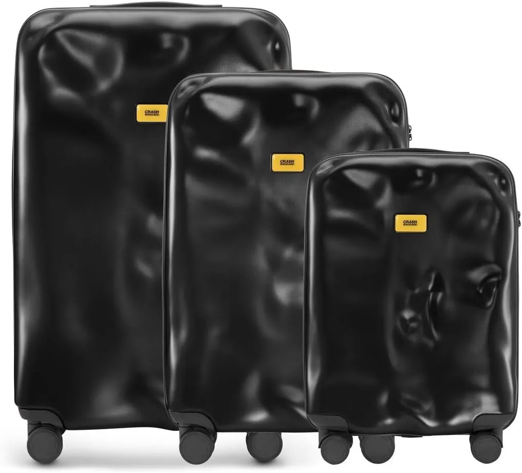 CRASH BAGGAGE Icon Trolley Suitcase 3pcs Set | (S M L) | Black