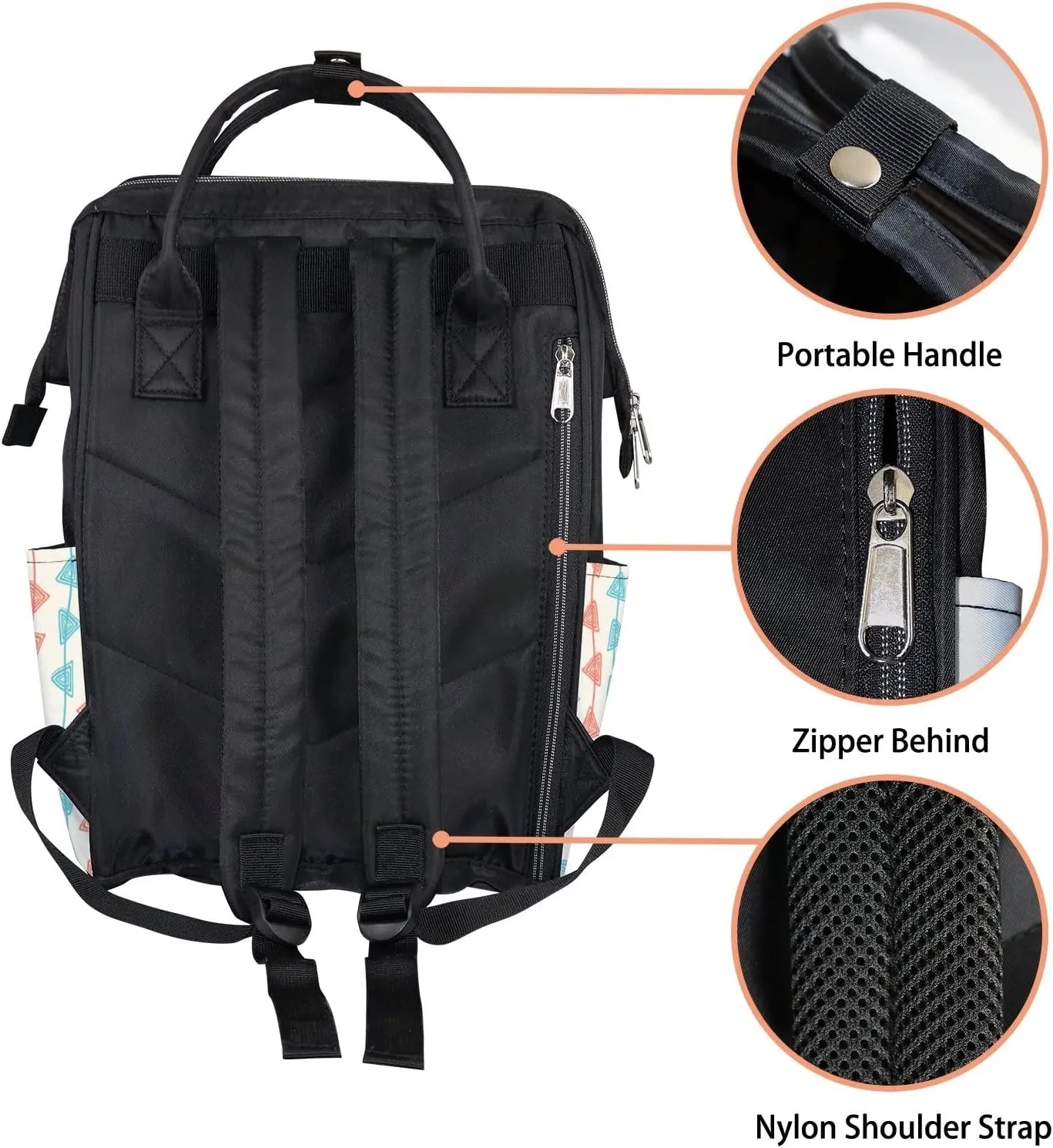 Creative Swirl Triangle Diaper Bag Backpack Waterproof Backpack Baby Nappy Changing Bag for Travel Large Capacity Durable and Stylish for Woman