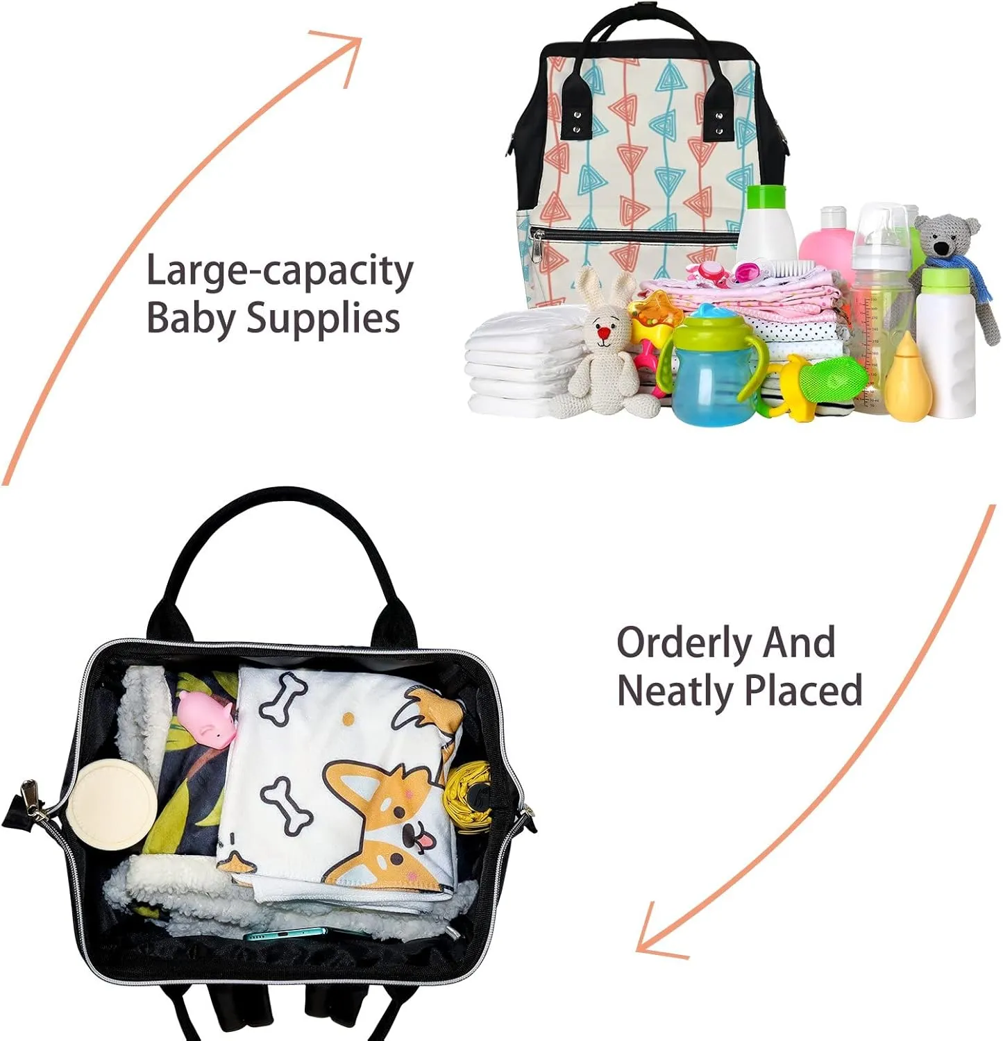 Creative Swirl Triangle Diaper Bag Backpack Waterproof Backpack Baby Nappy Changing Bag for Travel Large Capacity Durable and Stylish for Woman