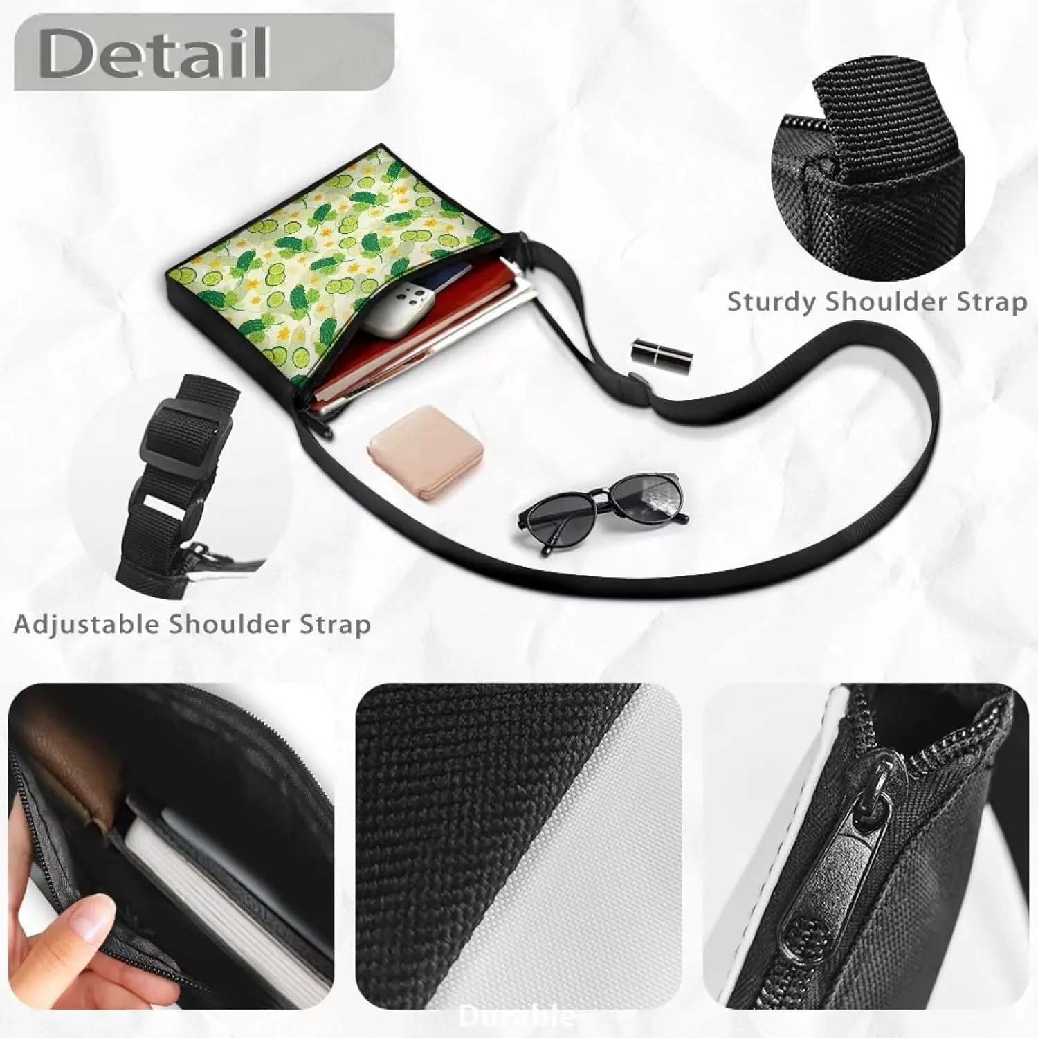 Crossbody Small Sling Bag for Women and Men Adjustable Shoulder Cross Body Travel Bag Zip Satchel Purses One Size