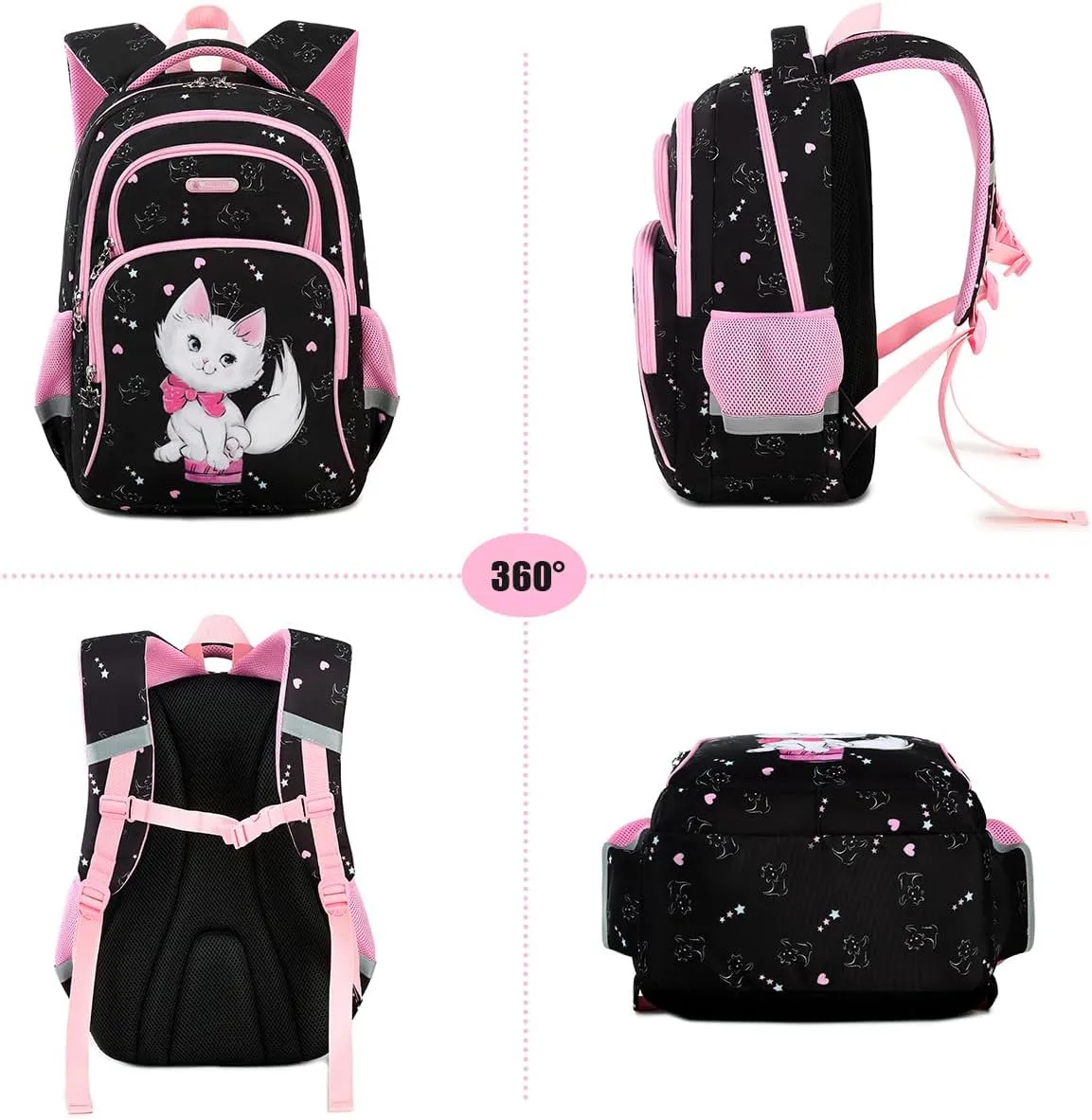 Cusangel Backpack for Girls Boys School Bookbags Kindergarten Elementary Lightweight Waterproof Multifunctional Large Capacity for Backpack (16 inch cat Fun Prints)