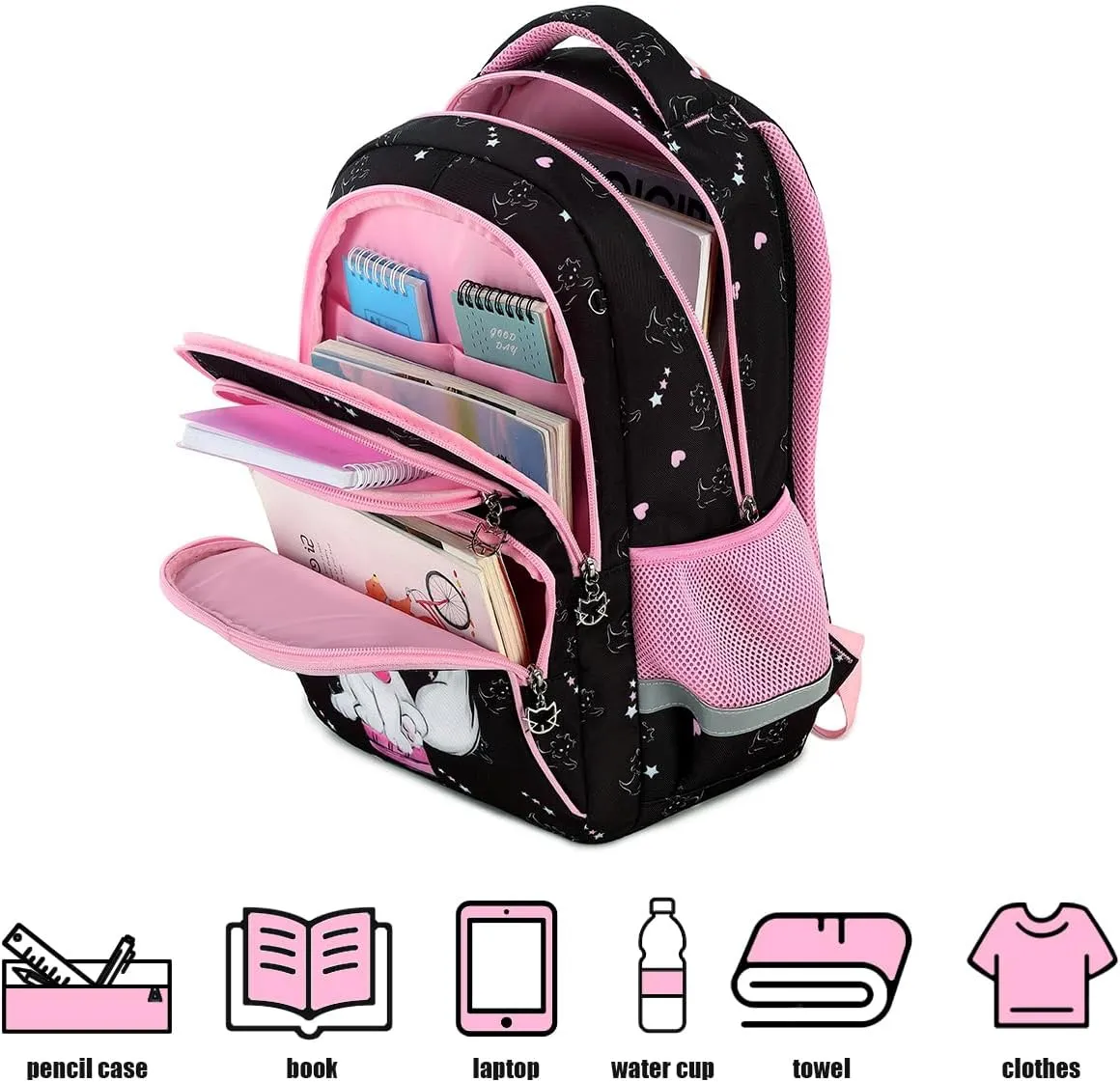 Cusangel Backpack for Girls Boys School Bookbags Kindergarten Elementary Lightweight Waterproof Multifunctional Large Capacity for Backpack (16 inch cat Fun Prints)