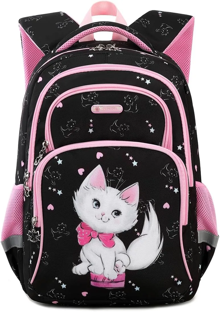 Cusangel Backpack for Girls Boys School Bookbags Kindergarten Elementary Lightweight Waterproof Multifunctional Large Capacity for Backpack (16 inch cat Fun Prints)
