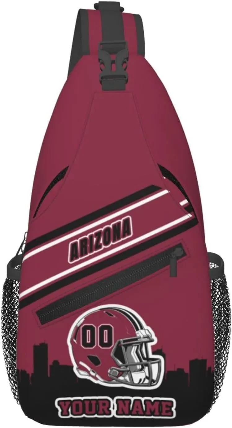 Custom Arizona Sling Bag, Personalized Crossbody Bags For Men Women, Customize Name And Number Sling Shoulder Backpack For Travel Hiking Daypack Sports Outdoor