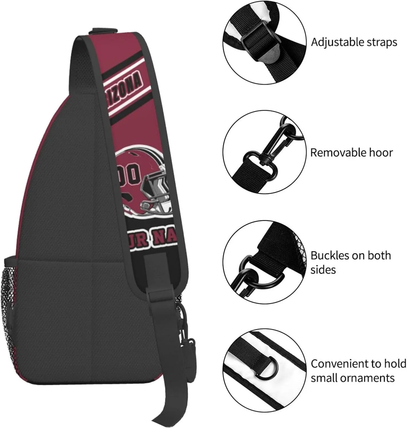 Custom Arizona Sling Bag, Personalized Crossbody Bags For Men Women, Customize Name And Number Sling Shoulder Backpack For Travel Hiking Daypack Sports Outdoor