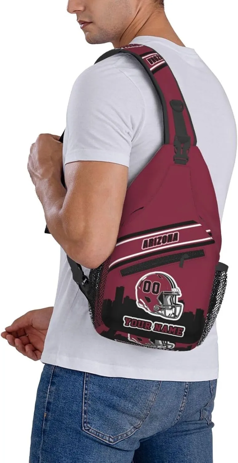 Custom Arizona Sling Bag, Personalized Crossbody Bags For Men Women, Customize Name And Number Sling Shoulder Backpack For Travel Hiking Daypack Sports Outdoor