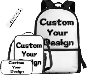 Custom Backpack and Lunchbox for Girls 17 Inch Mochilas Para Niñas School Bag for Kids Middle Kawaii Kindergarten Bookbag and Lunch Box 4 Piece