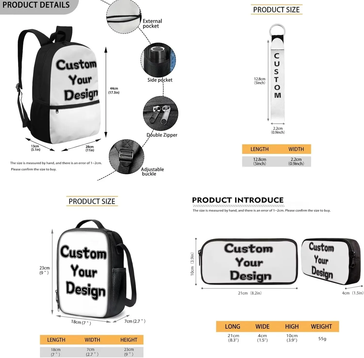 Custom Backpack and Lunchbox for Girls 17 Inch Mochilas Para Niñas School Bag for Kids Middle Kawaii Kindergarten Bookbag and Lunch Box 4 Piece