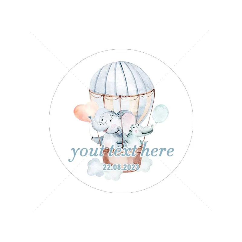 Custom Cartoon Teddy Bear Stickers Welcome Baby Boy Girl Stickers Labels Personalized New Born Gender Reveal Baby Shower Decor