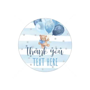 Custom Cartoon Teddy Bear Stickers Welcome Baby Boy Girl Stickers Labels Personalized New Born Gender Reveal Baby Shower Decor
