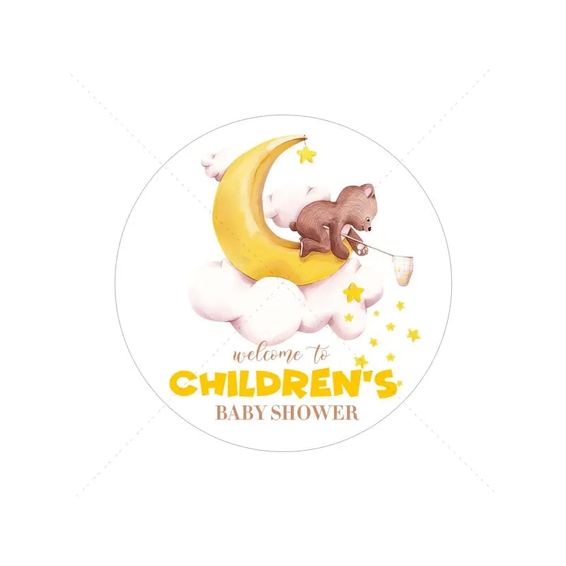 Custom Cartoon Teddy Bear Stickers Welcome Baby Boy Girl Stickers Labels Personalized New Born Gender Reveal Baby Shower Decor
