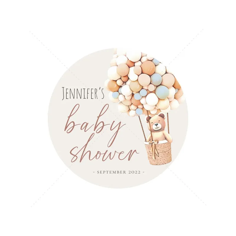 Custom Cartoon Teddy Bear Stickers Welcome Baby Boy Girl Stickers Labels Personalized New Born Gender Reveal Baby Shower Decor