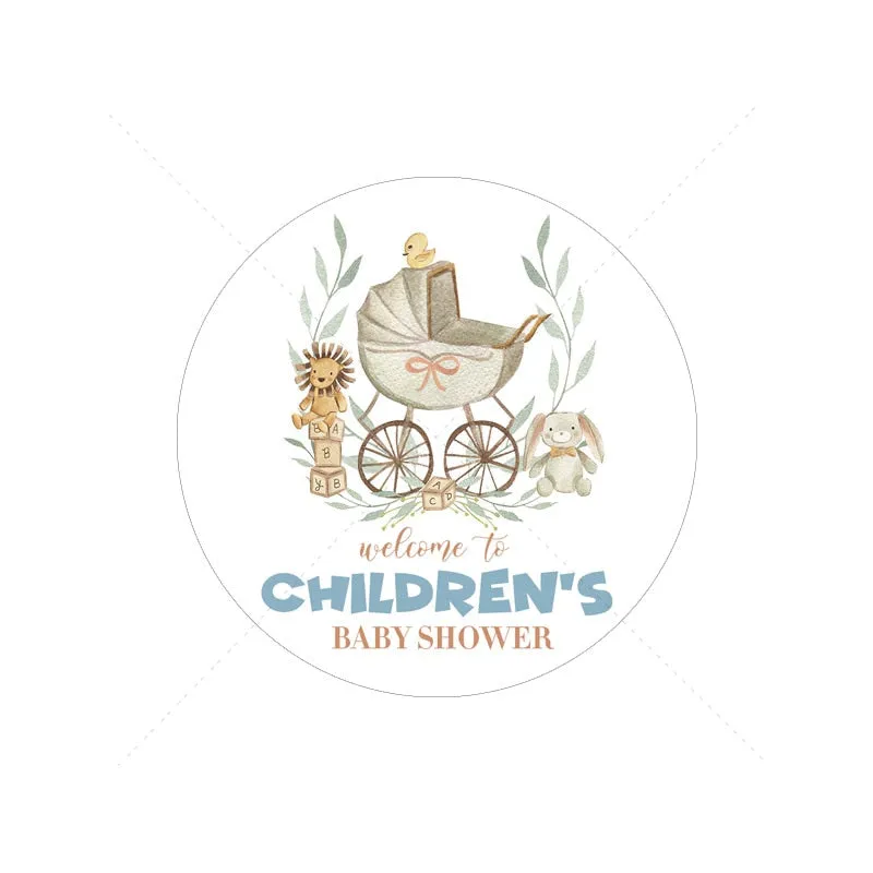 Custom Cartoon Teddy Bear Stickers Welcome Baby Boy Girl Stickers Labels Personalized New Born Gender Reveal Baby Shower Decor