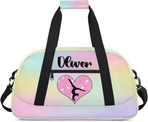 Custom Dance Bag Gymnastics Bag for Girl, Personalized Duffel Bag Sport Gym Bag Carry On Weekender Travel Bag Gift for Girl Pink Star Gymnasticas