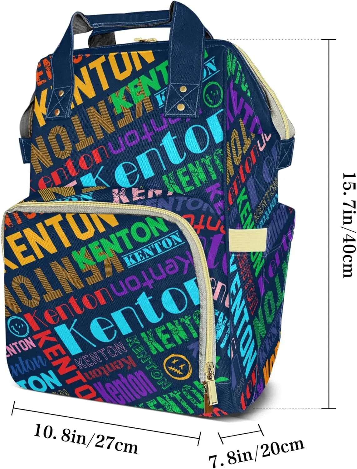 Custom Diaper Bag Backpack for Mommy - Personalized Name Nursing Bag with Name Insulated Pockets and Travel Bag for Boys Girls (Colorful), 16 inches