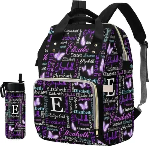 Custom Diaper Bag Personalized Monogram Butterfly Casual Nursing Mommy Daypack with Insulated Pocket Customized Cute Diaper Bag Backpack with Name or Holiday Travel