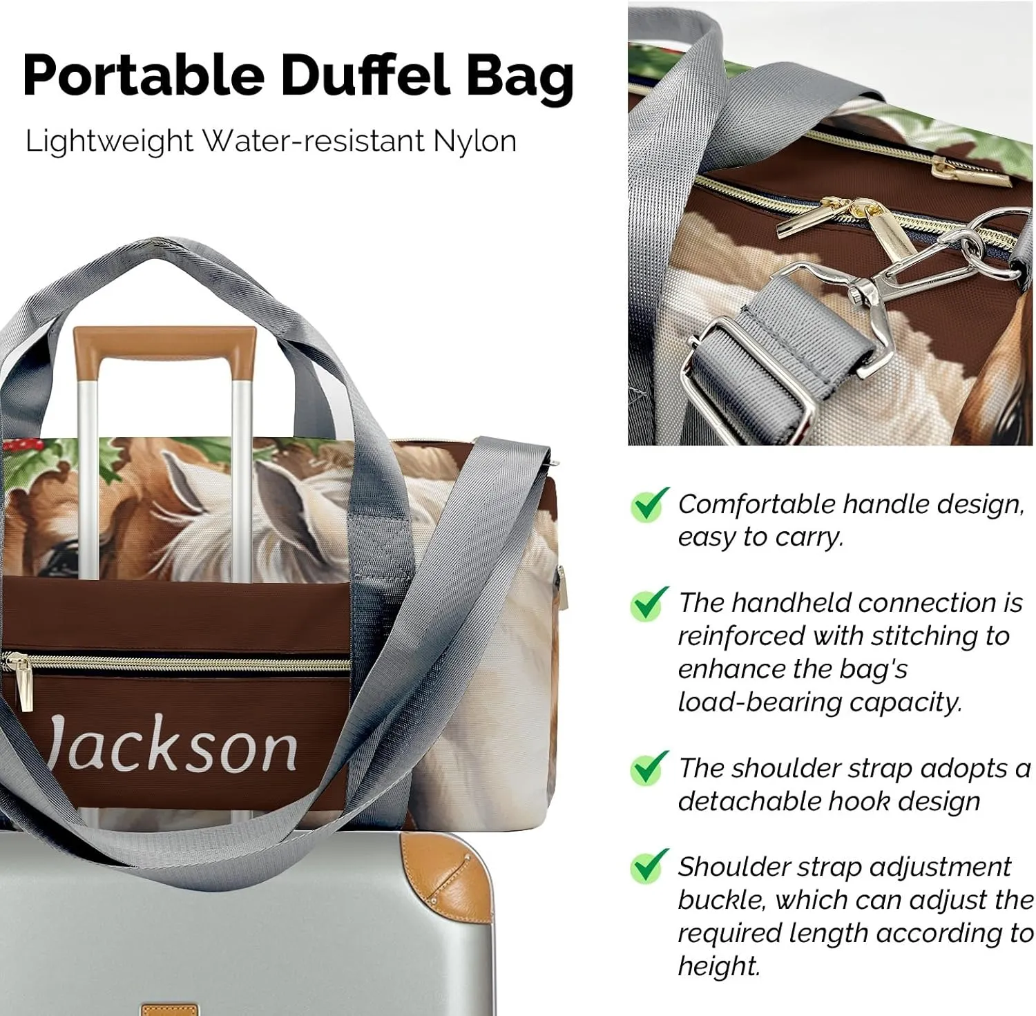 Custom Duffel Bag Horse Adventure Awaits: Best Travel Bags for Hiking and Sports