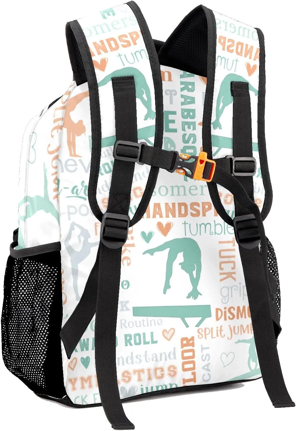 Custom Kid Backpack, Gymnast Girl Sport Life Mint Yellow Personalized School Bookbag with Your Own Name, Customization Casual Bookbags for Student Girls Boys