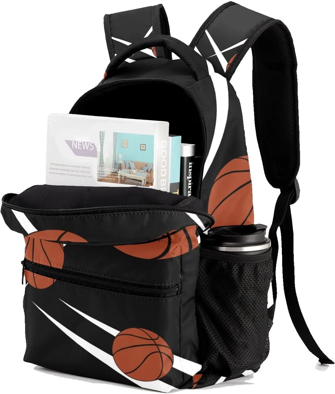 Custom Kid Backpack, Sport Basketball Player Team Black Personalized School Bookbag with Your Own Name, Customization Casual Bookbags for Student Girls Boys