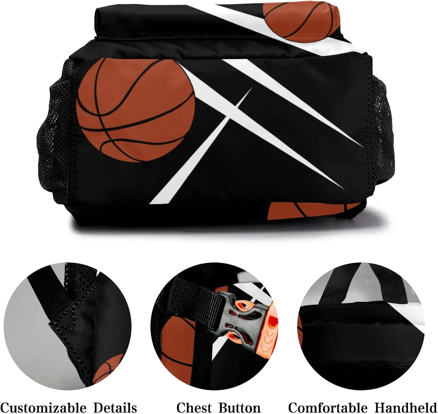 Custom Kid Backpack, Sport Basketball Player Team Black Personalized School Bookbag with Your Own Name, Customization Casual Bookbags for Student Girls Boys