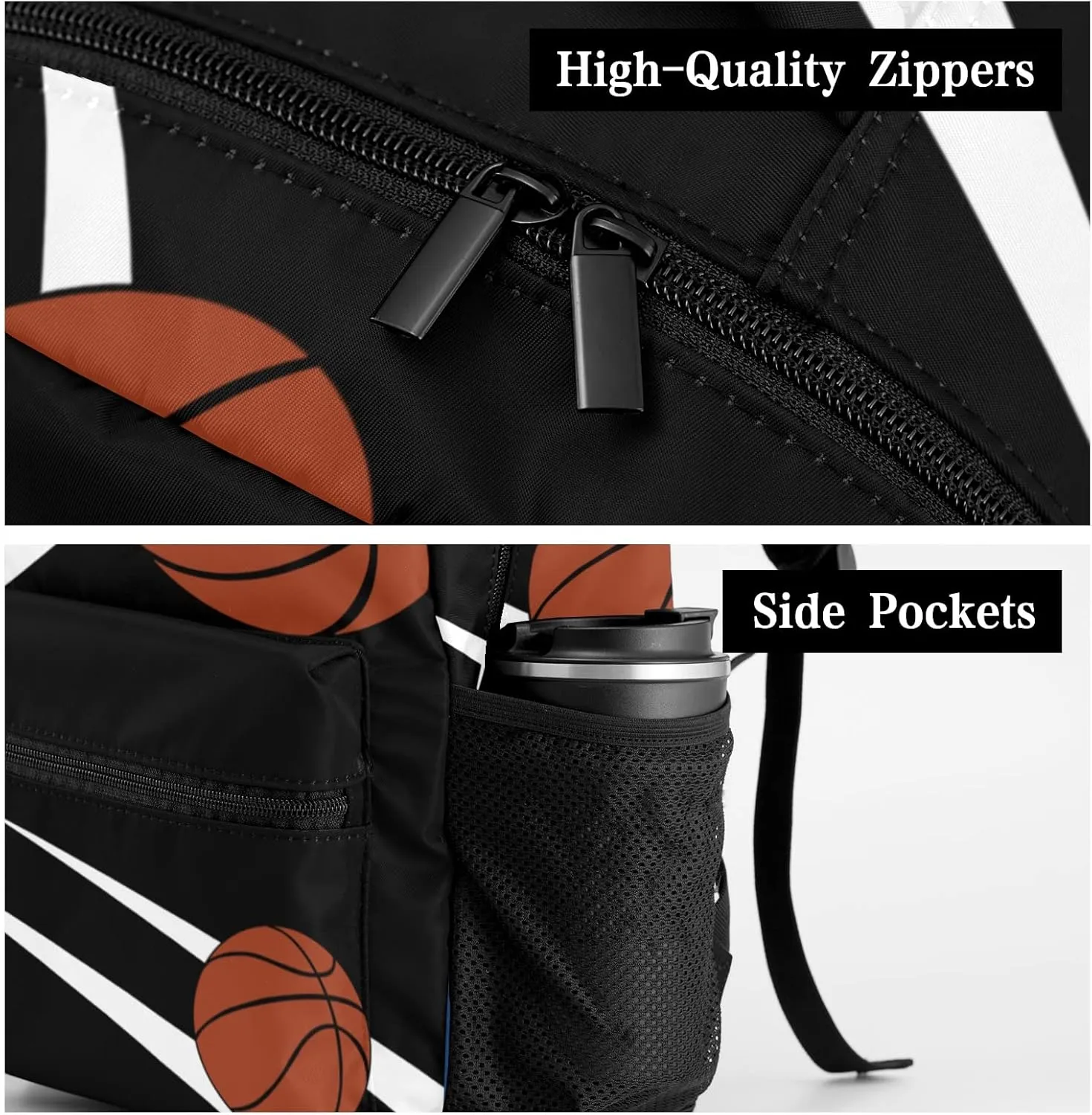 Custom Kid Backpack, Sport Basketball Player Team Black Personalized School Bookbag with Your Own Name, Customization Casual Bookbags for Student Girls Boys