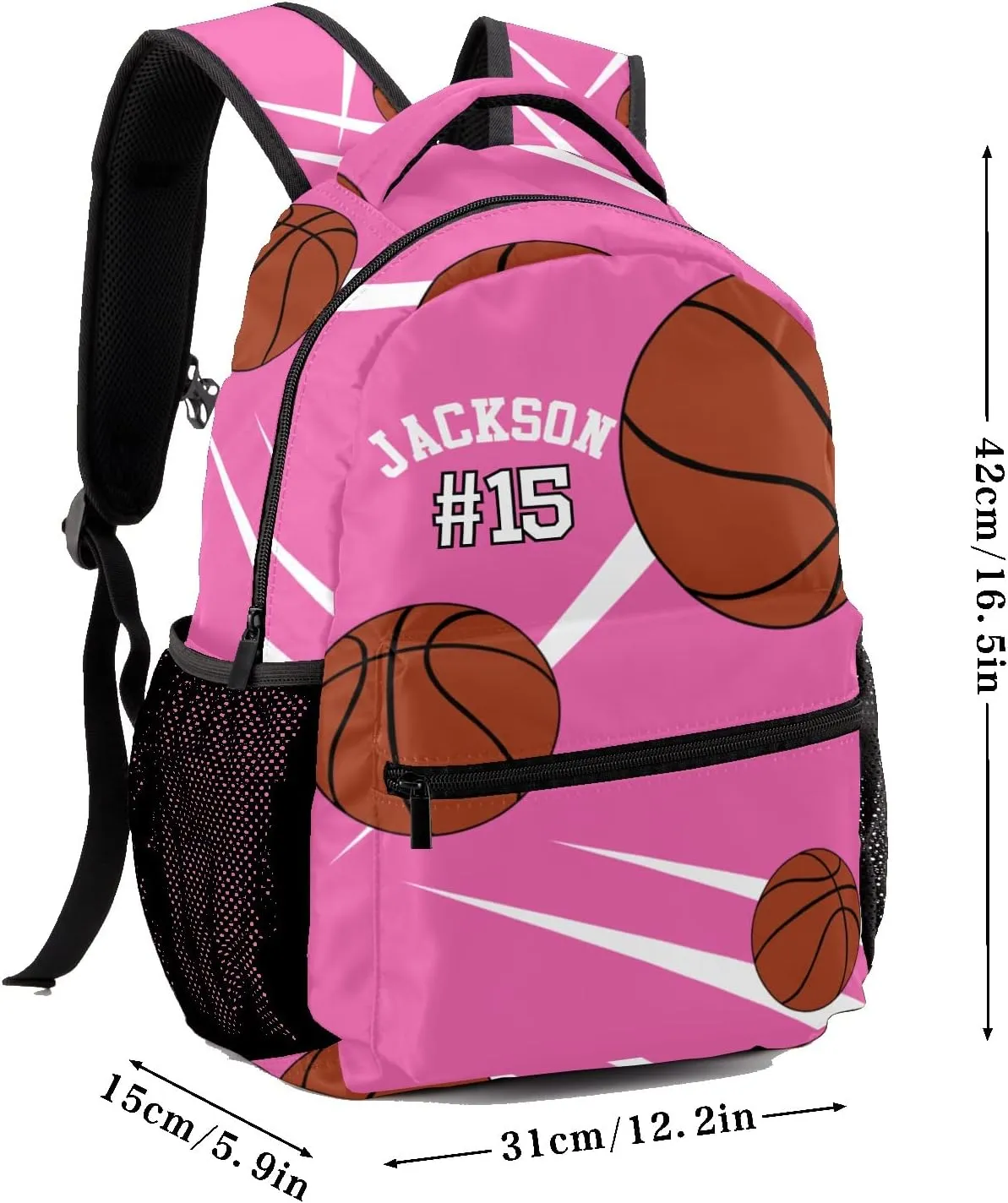 Custom Kid Backpack, Sport Basketball Player Team Personalized School Bookbag with Your Own Name, Customization Casual Bookbags for Student Girls Boys
