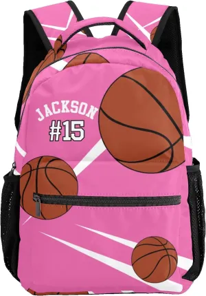 Custom Kid Backpack, Sport Basketball Player Team Personalized School Bookbag with Your Own Name, Customization Casual Bookbags for Student Girls Boys