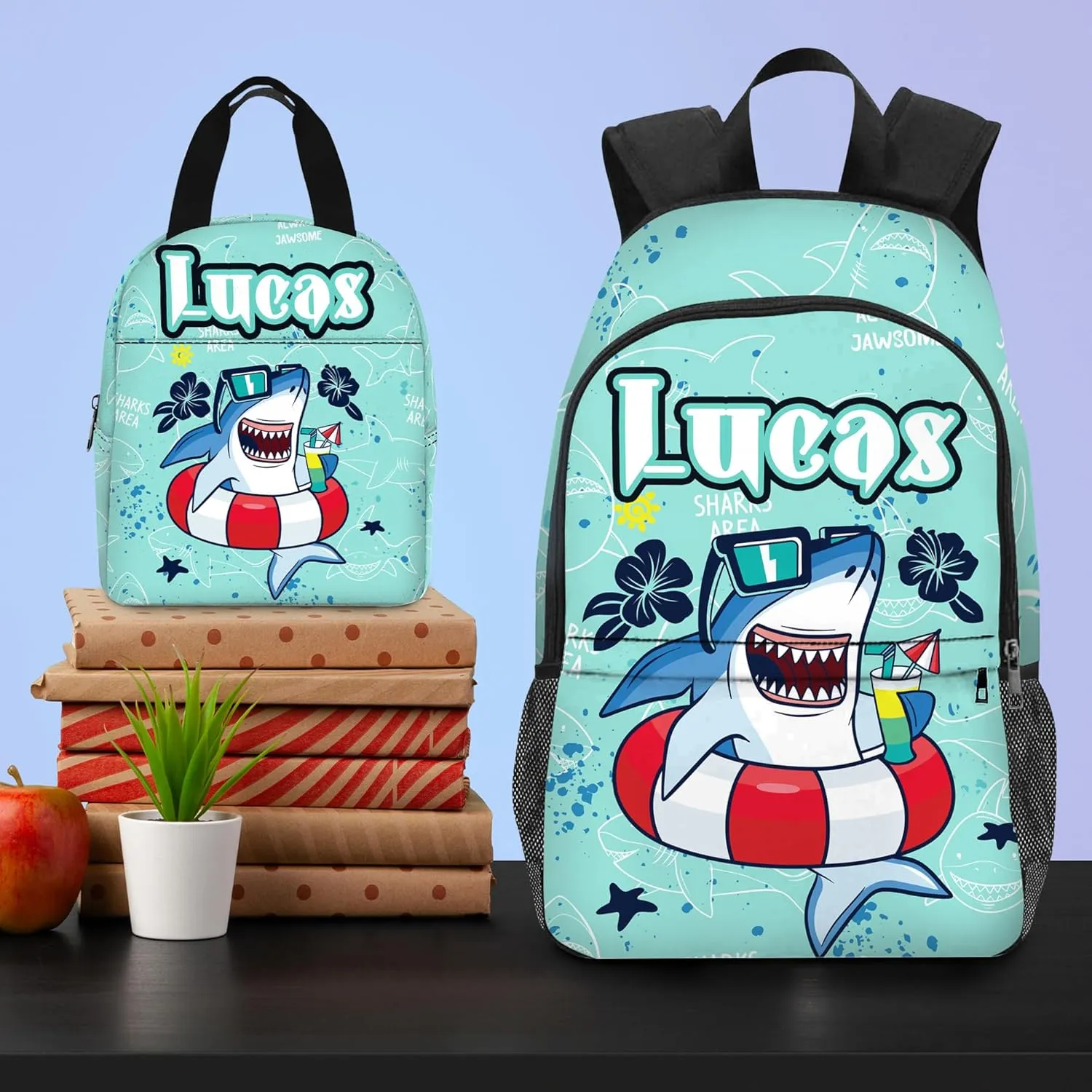 Custom Kids Backpack for Boys with Personalized School Backpack and Kid's Lunch Box - Cartoon BackPack for Primary School Students and Children Travel Bookbag