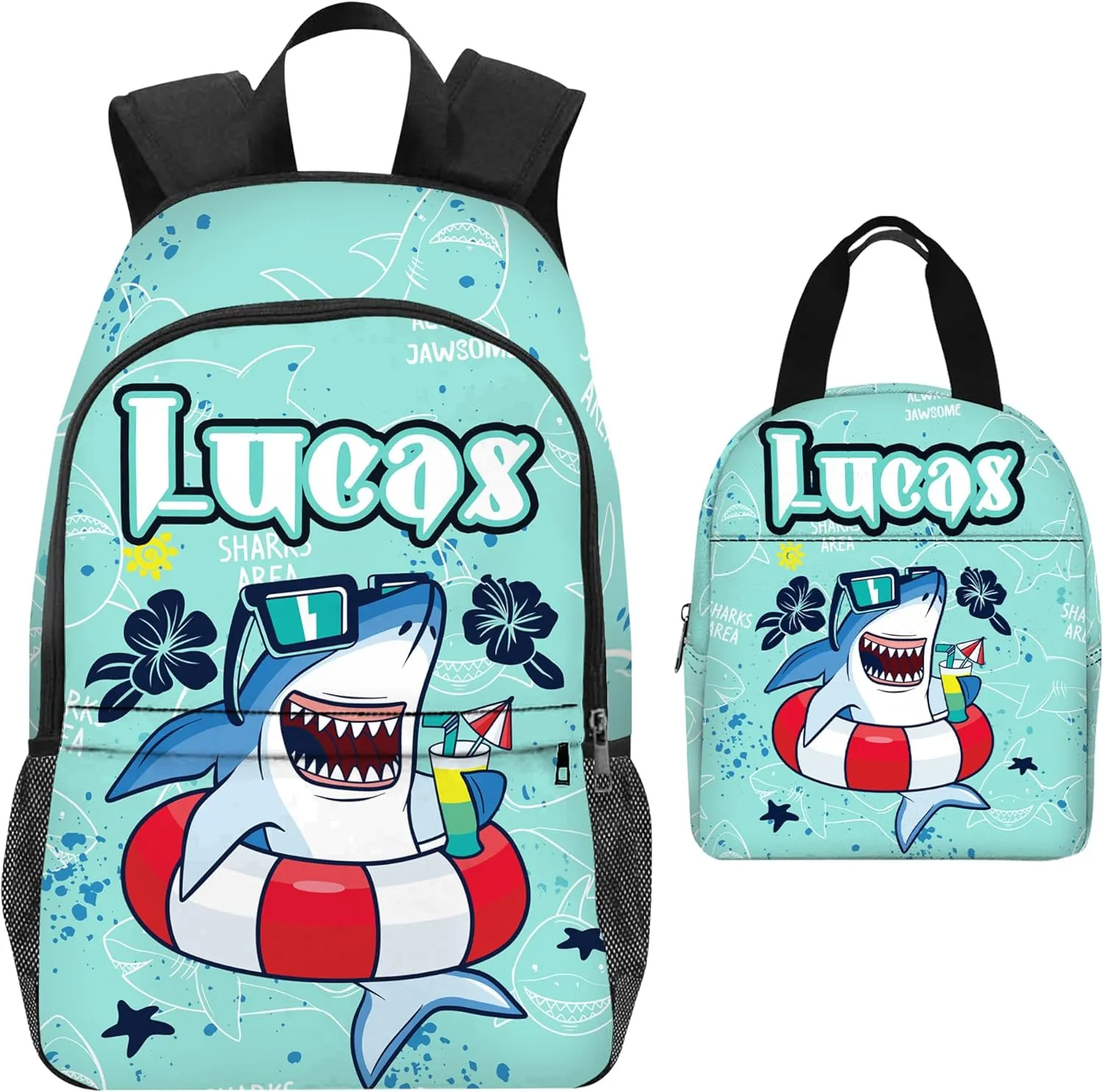 Custom Kids Backpack for Boys with Personalized School Backpack and Kid's Lunch Box - Cartoon BackPack for Primary School Students and Children Travel Bookbag
