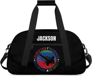 Custom Kids Taekwondo Bag Sport Gym Bag for Boy, Personalized Duffel Bag Carry On Weekender Travel Bag Gift for Taekwondo Lover Red Green Boy