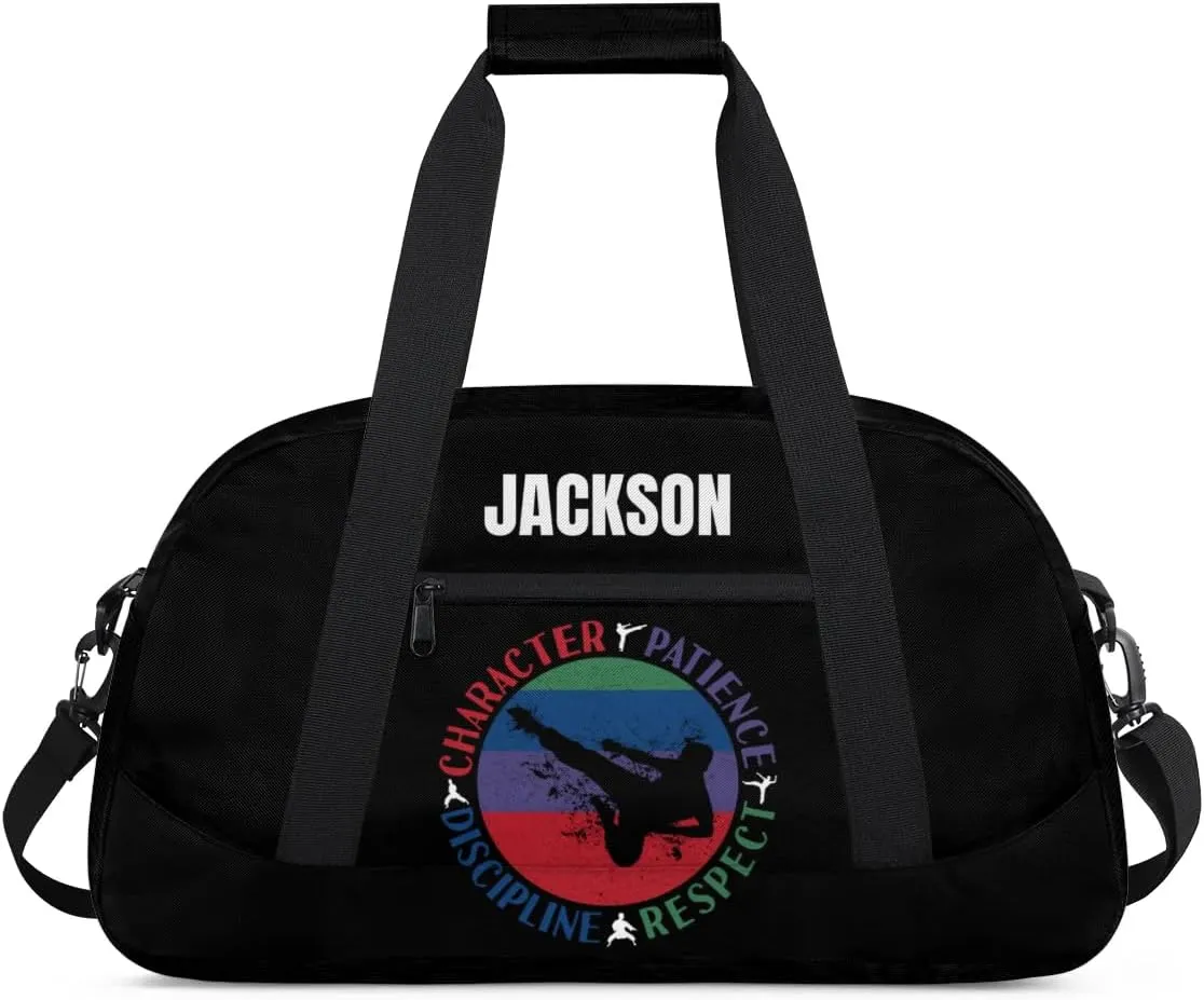 Custom Kids Taekwondo Bag Sport Gym Bag for Boy, Personalized Duffel Bag Carry On Weekender Travel Bag Gift for Taekwondo Lover Red Green Boy