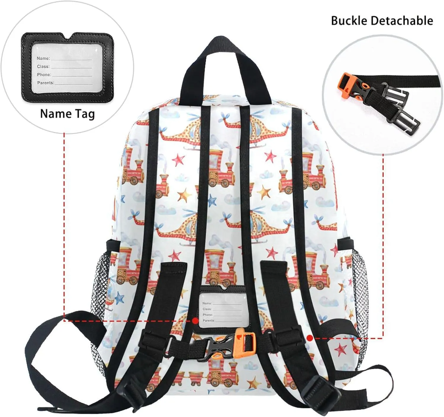 Custom Kids Toddler Backpack, Airplane Train Backpack for Boys Girls, Preschool School Children Schoolbag Nursery Junior Primary Student Travel Bag