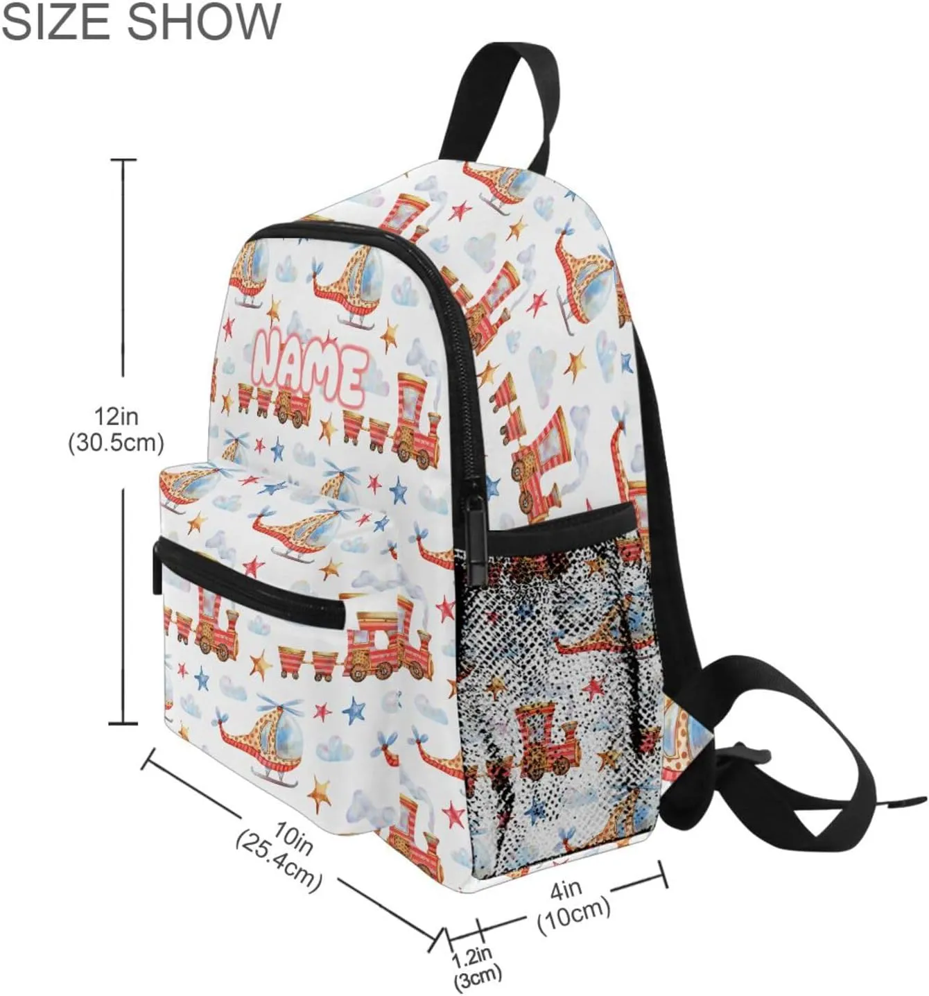 Custom Kids Toddler Backpack, Airplane Train Backpack for Boys Girls, Preschool School Children Schoolbag Nursery Junior Primary Student Travel Bag