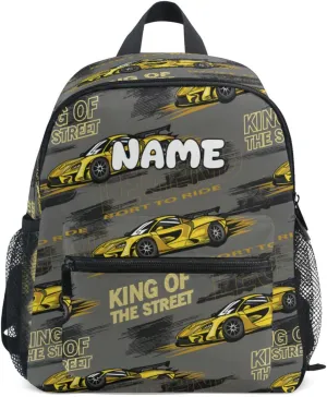 Custom Kids Toddler Backpack, Race Car Backpack for Boys Girls, Preschool School Children Schoolbag Nursery Junior Primary Student Travel Bag