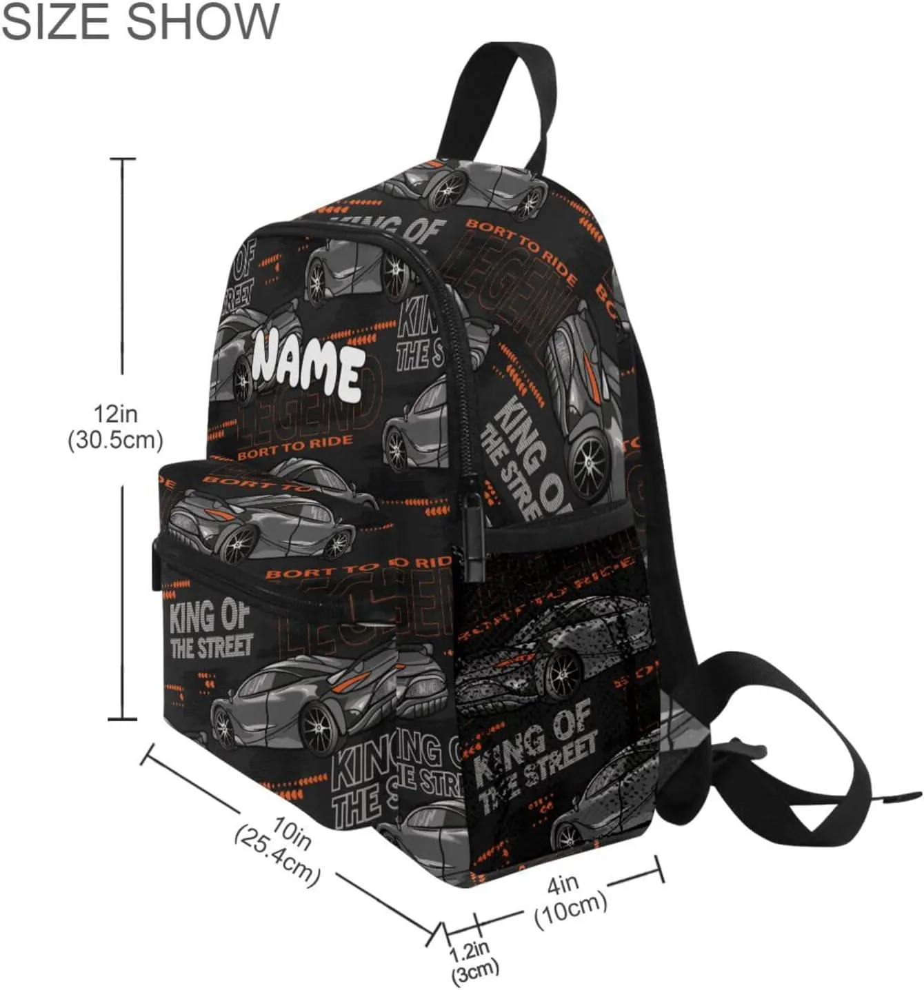 Custom Kids Toddler Backpack, Race Car Backpack for Boys Girls, Preschool School Children Schoolbag Nursery Junior Primary Student Travel Bag
