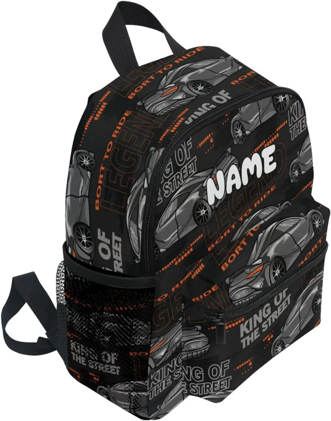Custom Kids Toddler Backpack, Race Car Backpack for Boys Girls, Preschool School Children Schoolbag Nursery Junior Primary Student Travel Bag
