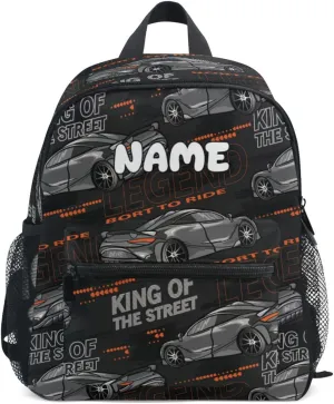 Custom Kids Toddler Backpack, Race Car Backpack for Boys Girls, Preschool School Children Schoolbag Nursery Junior Primary Student Travel Bag