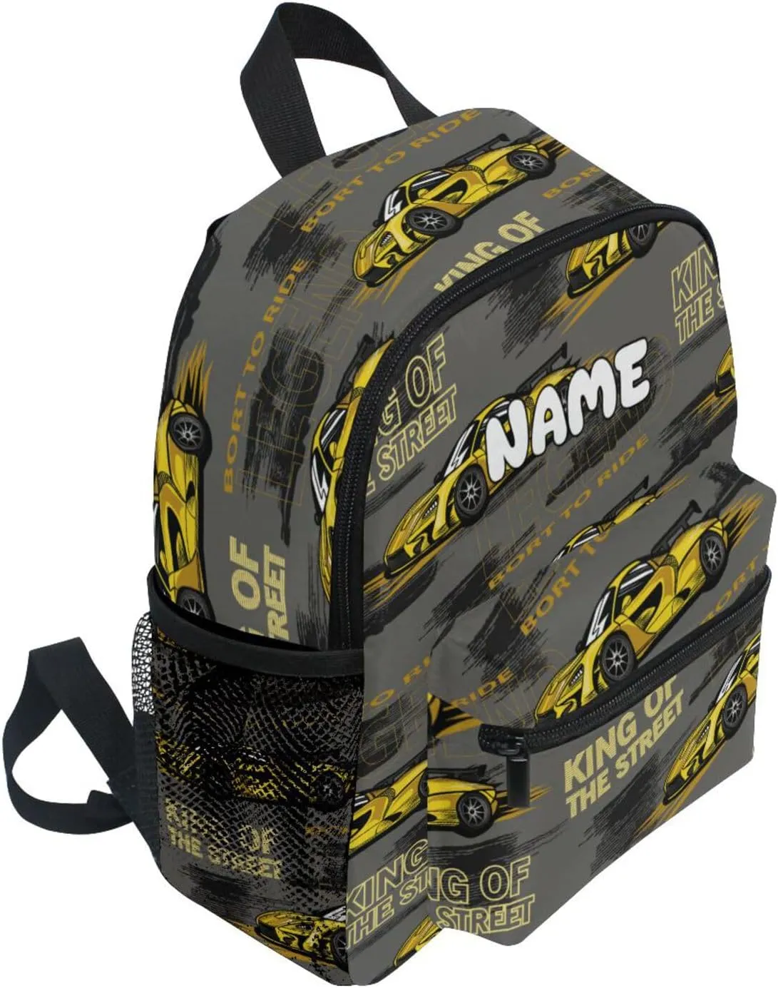 Custom Kids Toddler Backpack, Race Car Backpack for Boys Girls, Preschool School Children Schoolbag Nursery Junior Primary Student Travel Bag