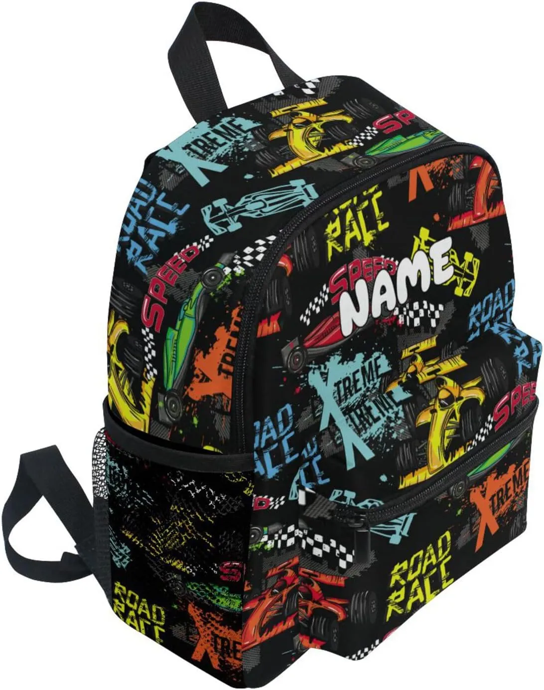 Custom Kids Toddler Backpack, Race Car Backpack for Boys Girls, Preschool School Children Schoolbag Nursery Junior Primary Student Travel Bag